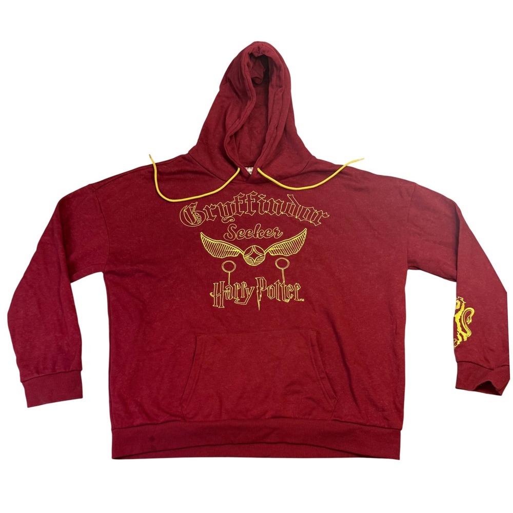 Harry Potter Gryffindor Seeker Hoodie Burgundy Gold Graphic XL Mens Womens